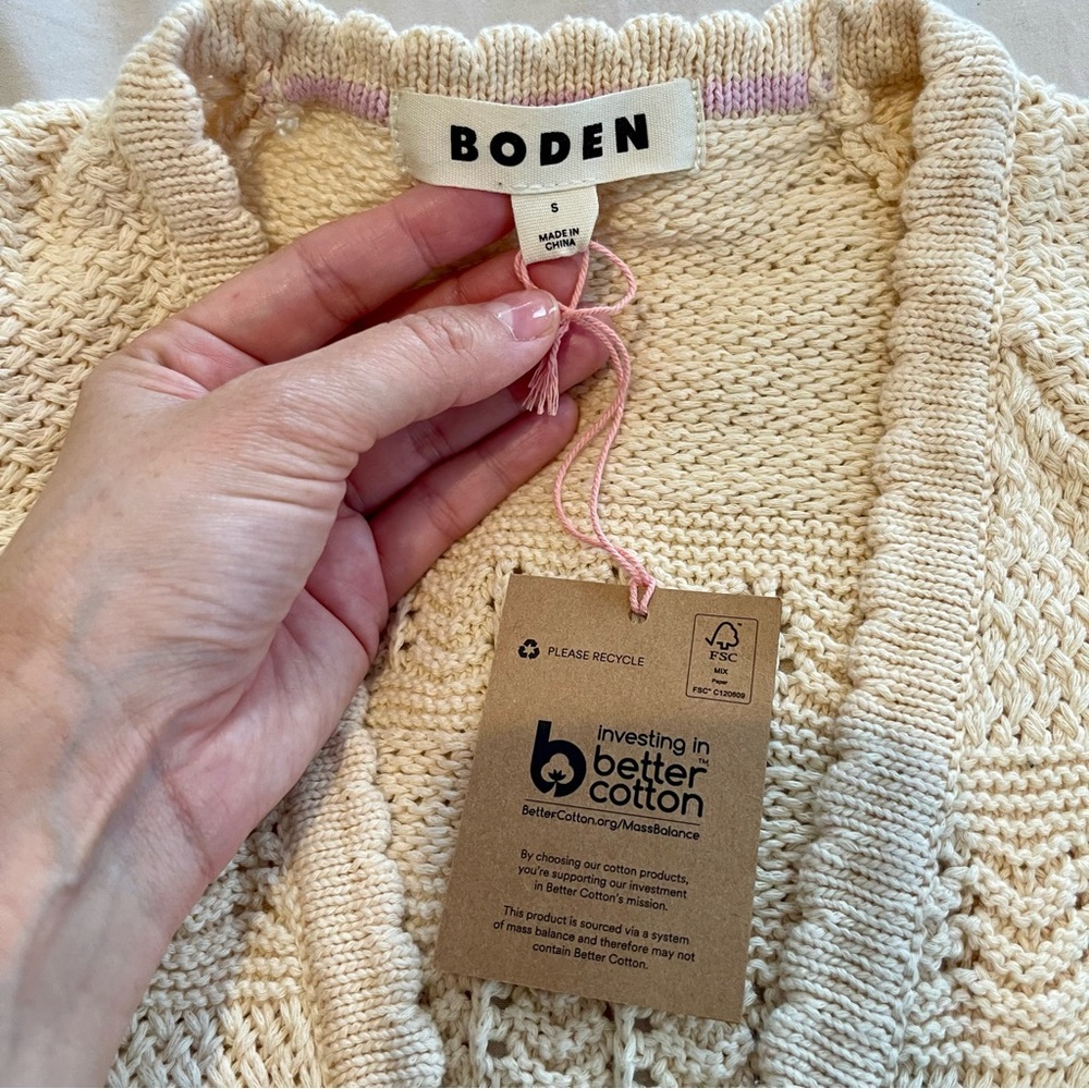Boden Cream Knit Women's Cardigan Sweater Size S - Picture 5 of 6